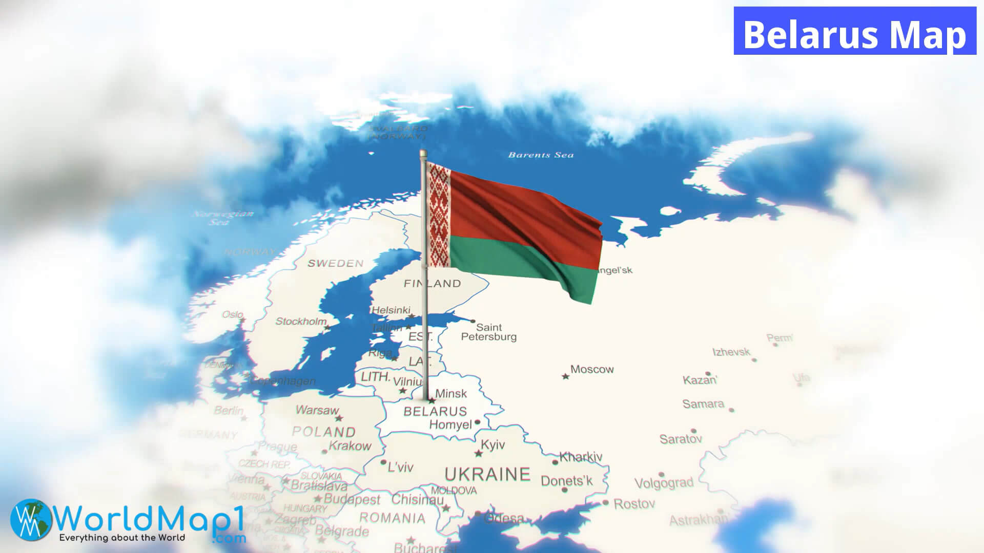 Carte de la Bielorussie avec drapeau national